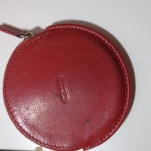 Vintage Coach red leather round coin pouch case wallet purse